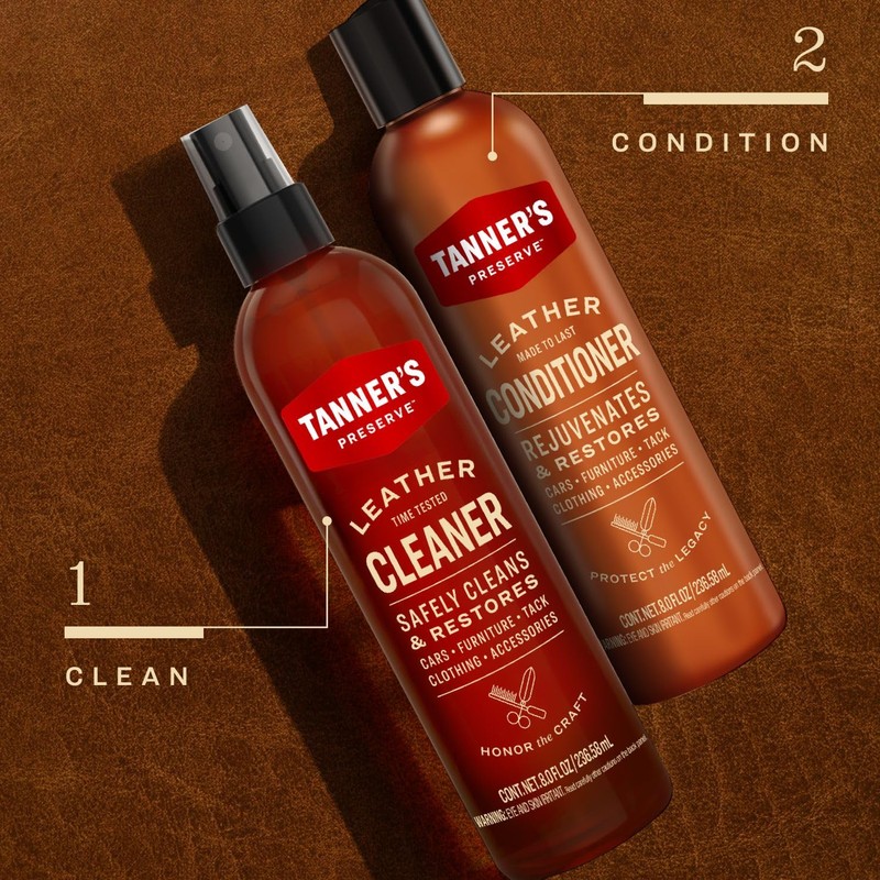 Tanner's Preserve Leather Cleaner, Cleans & Restores Finished Leather, Use