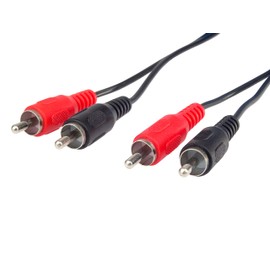 PremiumCord kjackcmm2-15 RCA Cable 15 m, 2 x RCA Male to 2 x RCA Male Audio Video Connection Cable, Stereo, for TV, Mobile Phones, MP3, HiFi, Colour Black, 15 m