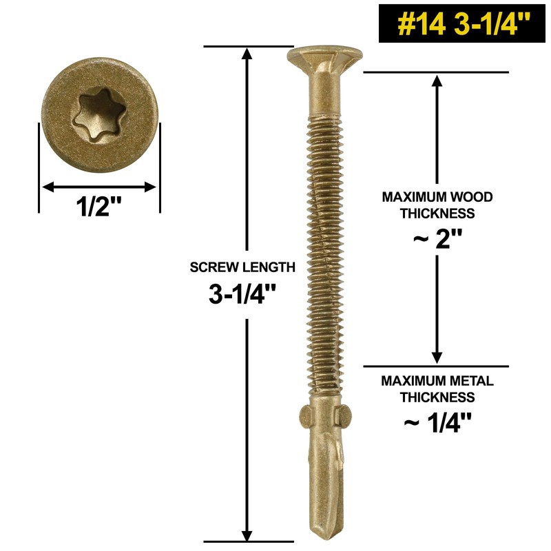 FMhotu #14 x 3-1/4" Trailer Deck Screws, Self-Tapping Sheet Wood