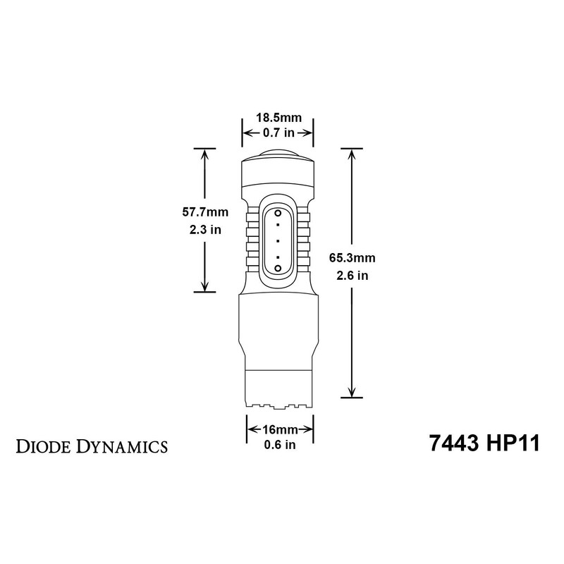 7443 LED Bulb HP11 LED Red Single Diode Dynamics