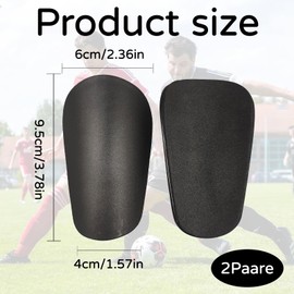 2 Pairs of Mini Shin Pads, Small Football, Mini Shin Pads, Protective Equipment for Men, Women, Boys, Girls, Adults, Football Accessories, 9.5 x 6 cm (Black White)