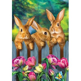 Briarwood Lane Garden Bunnies Spring House Flag Tulips Easter Rabbits 28" x 40"