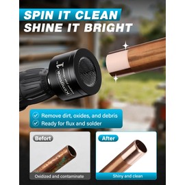 Kimgsoak Copper Pipe Cleaner, 1/2" 3/4" 1" Copper Pipe Cleaning Brush for Drill, Copper Fitting Brush Tool