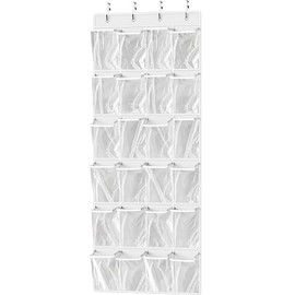 Organizador de zapatos colgante con 24 bolsillos grandes y transparentes para colgar en la puerta de Simple Houseware, color blanco (56 x 22.5 pulgadas)