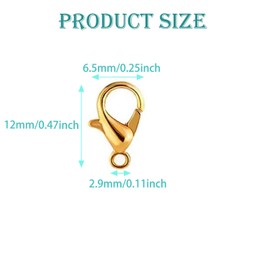 KEWAYO 300pcs Lobster Clasp Claw Clasp Large Lobster Claw Clasps Necklace Fastener Hook DIY Jewelry Necklaces Bracelet Making (Gold)