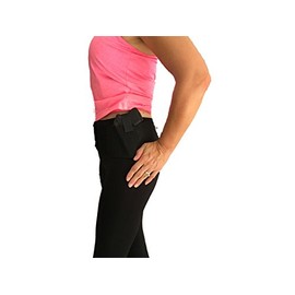 Women's Side Draw Belly Band Gun Holster with Dual Magazine Holster, Left or Right Hand Draw Concealed Carry (Large Beige)