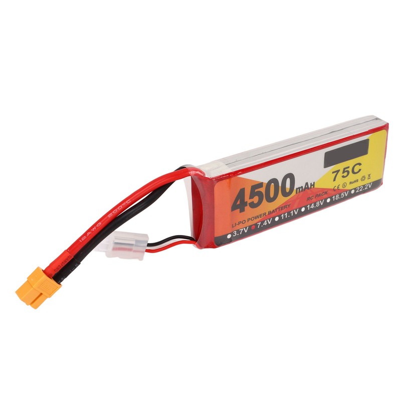 Lipo Battery 75C Discharge Rate 4500mAh Capacity 7.4V 2S Lipo