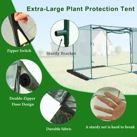 timiland Crop Cage Large Size Plant Protection Tent 4'x8' with 2 Zippered Doors, Steel Frame,Easy to Install,for Garden, Plant Protection Crop Cages for Vegetables Flowers Fruits Herbs(Light Green)