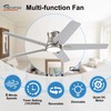 POCHFAN 52 Inch Ceiling Fans with Lights and Remote, Brushed