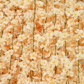 Sunm Boutique 4-Pack 23.6 Ft Artificial Cherry Blossom Garland, Cherry Blossom Hanging Vines, Silk Sakura Vines Garlands for Wedding Party Home Decoration, Champagne