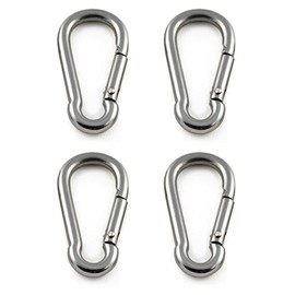Set of 4 Heavy Duty Steel Carabiners, Carabiner Hooks for Versatile Applications, Size M, 60 mm x 29 mm - Brand Ganzoo