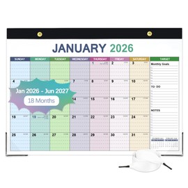 ANYZONE Desk Calendar 2026-2027, 18 Months Calendar from Jan. 2026 to Jun. 2027, 17" x 12" Large Desktop/Wall Monthly Calendar with Corner Protectors, Ample Space ＆ Target for Home, School, Office