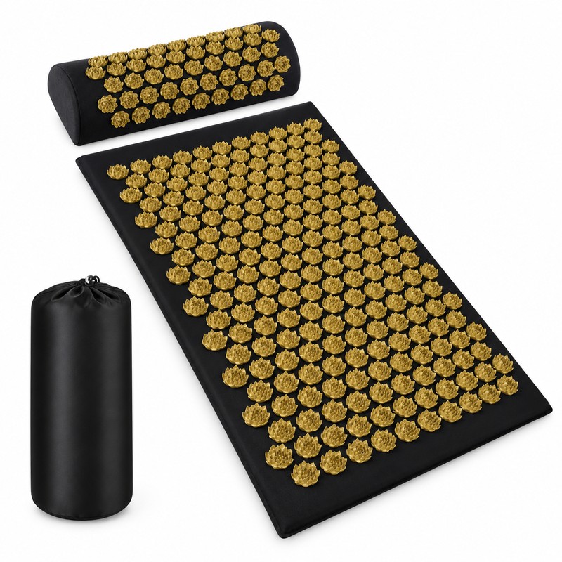 Acupressure Mat with Optional Pillow, Textured Spike Relaxation Mat for