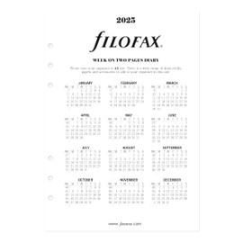 Filofax Calendar Diary Refill, A5 Size, Week-to-View with Appointments, Time Management, White Paper, Ruled, English, 2025 (CTM7051-25)