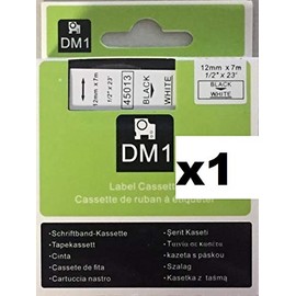 1X Compatible Labelling Tape 12mm X 7m - Black ON White 45013. S0720530