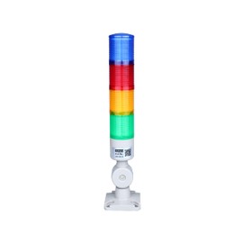 Led Signal Tower Stack Lights, Industrial Warning Lights Column Signal Tower Andon Lights with Rotatable Base Continuous/Flashing Light Switchable, (Four Layer,12V with Buzzer)
