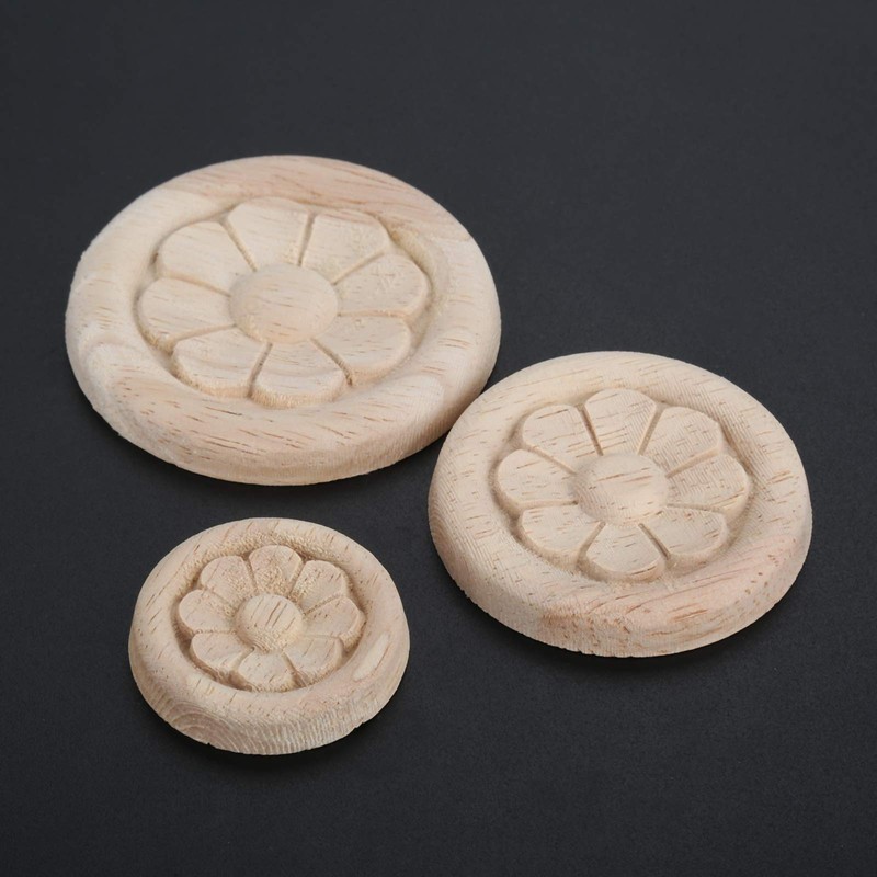 MUXSAM 10Pcs Wood Carved Applique Corner Onlay Central Flower Frame