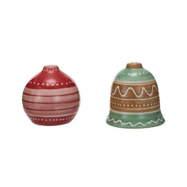 Hand-Painted Stoneware Salt/Pepper Shakers, Set of 2 ©