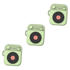jojofuny 3pcs Creative Earphone Case Stylish Record Player Design Light Green Protector for and Impact Resistant Accessories for Earbuds Storage