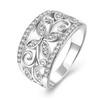 White Gold Plated Flower Butterfly Rings Wide Band Butterflies Wedding