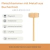 HOFMEISTER® Meat Hammer with Metal, Natural Product, 28.5 cm, Plastic-Free,