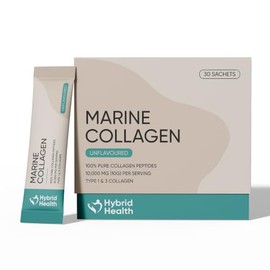 Hybrid Health Marine Collagen Powder Sachets 30 x 10g, Unflavoured, Type 1 & 3 Hydrolyzed Collagen Peptides, On-the-Go Travel Sachets, 30 Day Supply