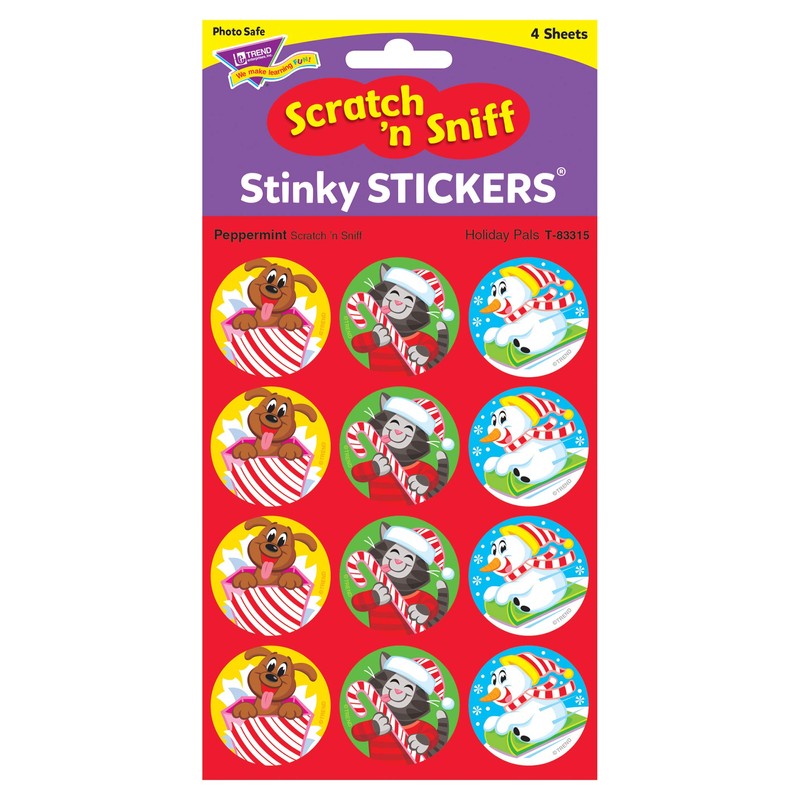Holiday Pals/Peppermint Stinky Stickers®, 48 Count