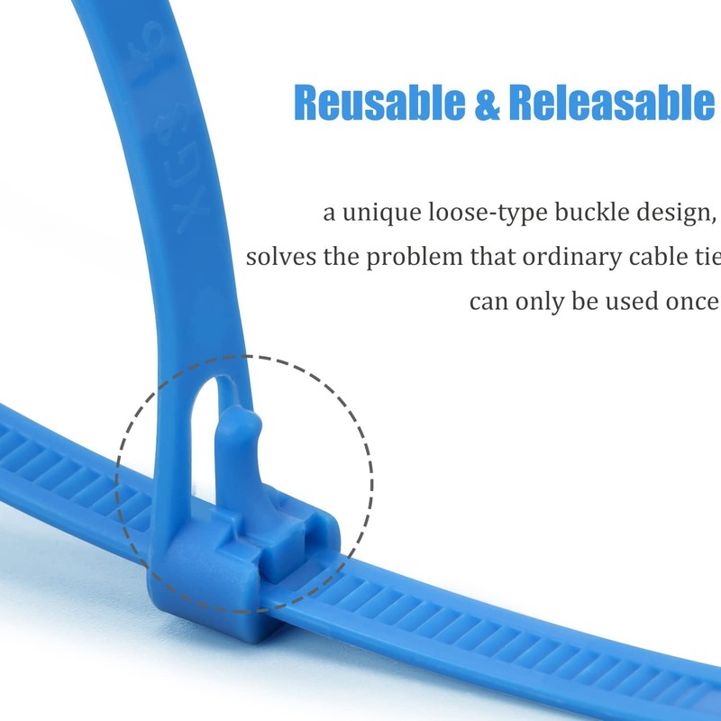XINGO 100個 幅7.6mm 長さ450mm 再利用可能 結束バンド リリース可能 調節可能なナイロンケーブル結束バンド 屋外 耐久