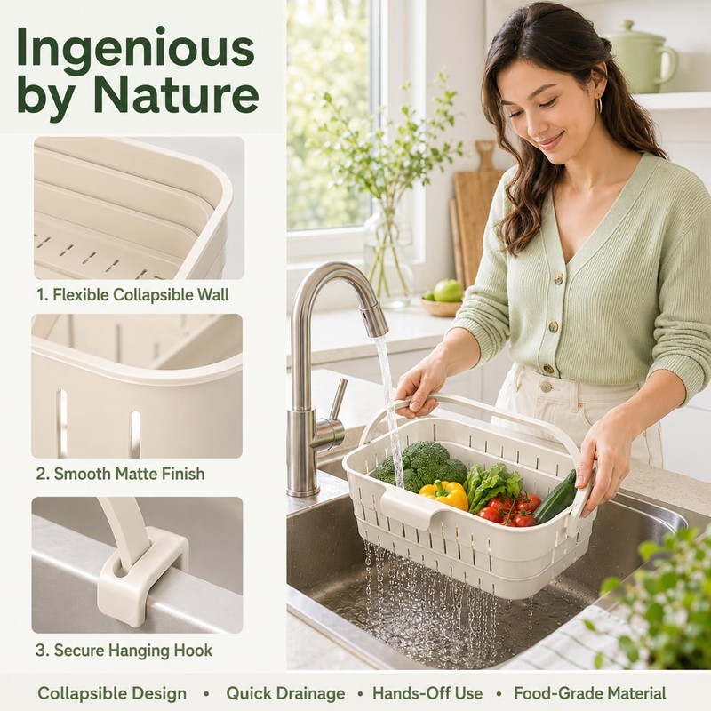 Foldable Hanging Sink Drain Basket, 2026 Upgraded Foldable Kitchen Sink