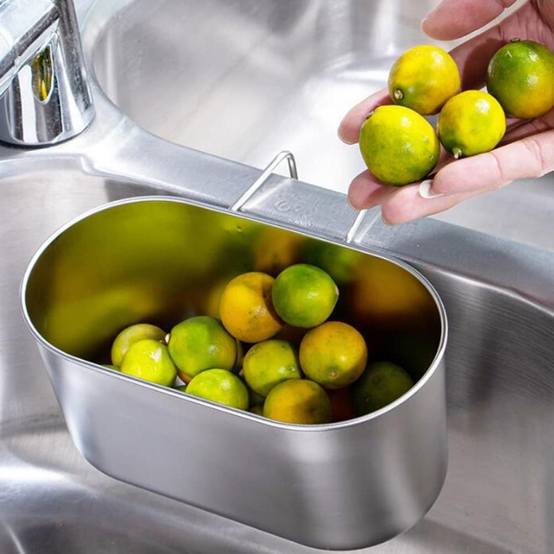 Kitchen Sink Drain Strainer Basket, Stainless Steel Multifunctional Kitchen Food