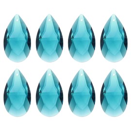 sourcing map 8Pcs Teardrop Crystal Beads, 38mm Faceted Chandelier Hanging Pendants Beads, Chandelier Prisms Parts for Home Hanging Decoration, Blue
