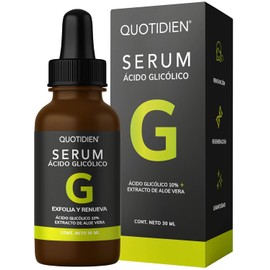 Quotidien | Serum Acido Glicolico 10% + Aloe Vera + Glicerina | Exfoliación Efectiva | Disminuye Imperfecciones y Líneas de Expresión | Ideal Todo Tipo de Piel - 30ml