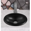Monarch Abode 17-inch Hand Hammered Matte Black Oval Drop-in Bathroom