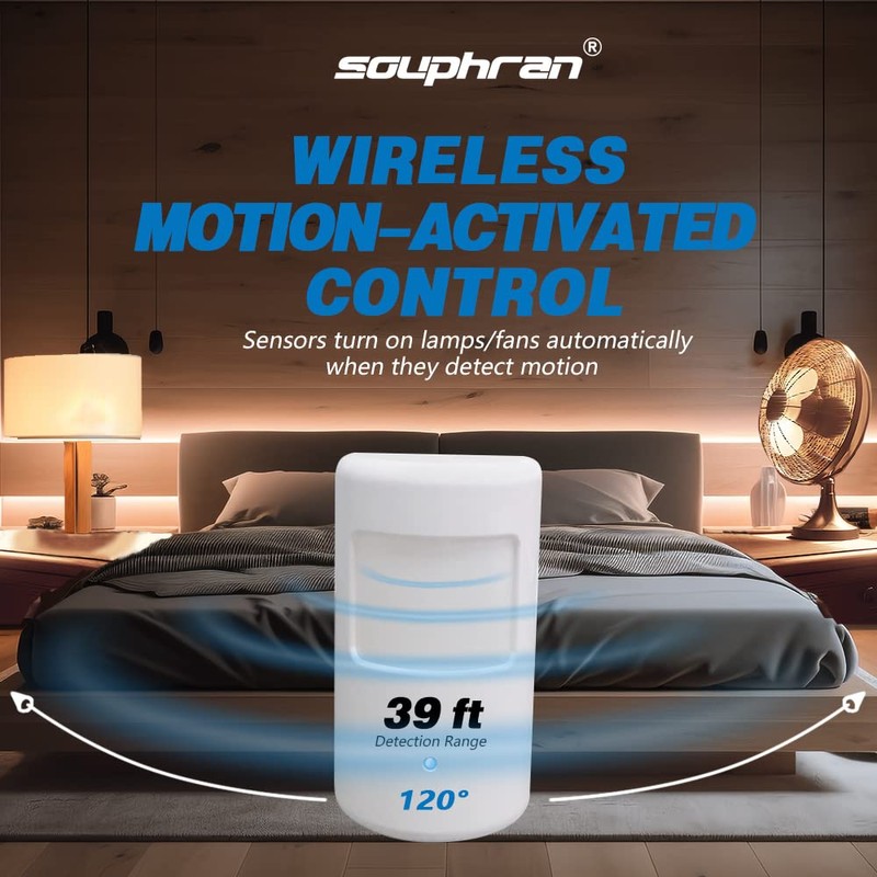 Souphran Plug-in Wireless Motion Activated Light Control, No Wiring, Adjustable