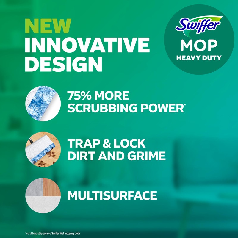Swiffer Heavy Duty Mop Wet Multi-Surface Cloth Refills for Floor