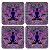 Bohemian Boho 4 Coaster Set Meditating Buddha Yoga Lotus Position