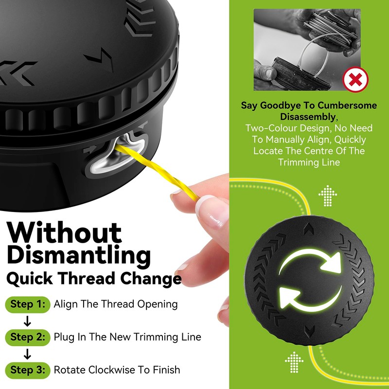 KAITAI String Trimmer Line 095”,Pre-Cut Dual Color 3-Section Fast-Positioning Design,