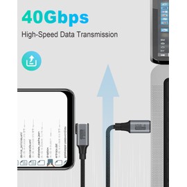 Poyiccot 1.5ft USB C to USB C Cable, Right Angle 90 Degree Type C Charger Cord, 8K@60Hz 100W PD 40Gbps Data Transfer Braided Type C Charging Cable for Galaxy S23, iPhone 15, MacBook