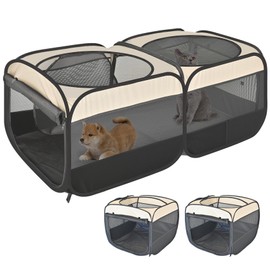 2-in-1 Pop Up Cat Playpen, Detachable into 2 Separate Pens with Additional Doors, Assembly-Free Portable Dog Crates Pet Pen Tent Kennel Kitten Puppy Enclosure Cage Indoor Outdoor Foldable Condo(S)
