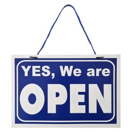 5 x Open Closed Sign Hanging Reversible High Contrast Blue Shop Double Sided Door Notice