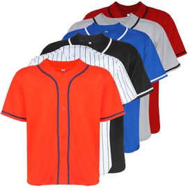Aumudle Mens Baseball Jersey Blank Plain Button Down Shirts Short Sleeve Hip Hop Hipster Active Team Sports Uniforms S-XXXL Orange