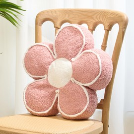 Sioloc Flower Shaped Pillow Daisy Pillows Floor Cushion Pastel Cute Seat Cushions Aesthetic Classroom Dorm Decorative Fun Throw Pillow for Bed,Couch(Blush,15.7")