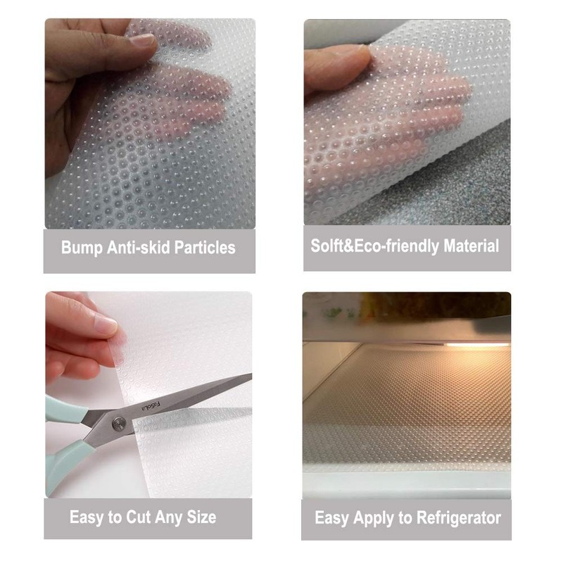 Bloss 6 PCS Shelf Mats Refrigerator Liners, Refrigerator Pads Can