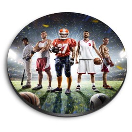 1 x Round MDF Magnet - Sports Football Basketball Team Game 24246