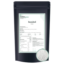 200 g | Inositol Powder | Myo-Inositol | 98% Purity | 40-100 Mesh | Micro Ground | Vegan | Supplement Raw Material | Laboratory Tested | INGREO