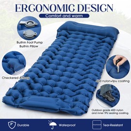 Hahafelt 2 Pcs Wearable Sleeping Bag and Inflatable Pad with Pillow Built-in Foot Pump Compact Adults Sleeping Bag with Arm Zipper Holes for Camping Hiking Backpacking Outdoor Travel