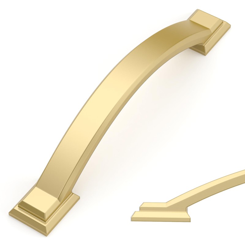 Amerdeco 10 Pack Brushed Gold Cabinet Pulls 4 Inch(102mm) Hole