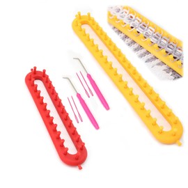 HZXMKB Knitting Looms Set,Loom Knitting Craft Kit Tool with Hook Needle Loom Set of 2 Different Sizes,Round Knitting Machine Plastic Weaving,DIY Knitting Looms Set for Adults, Girl,Women,Hat,Scarf