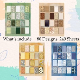 240 Sheets Scrapbook Papers Vintage Scrapbook Supplies Junk Journaling Supplies Scrapbooking Supplies Kit Decorative Paper for Planner, Bullet Journal Collage Card Embellishment Crafts（5.11x3.14 inch）