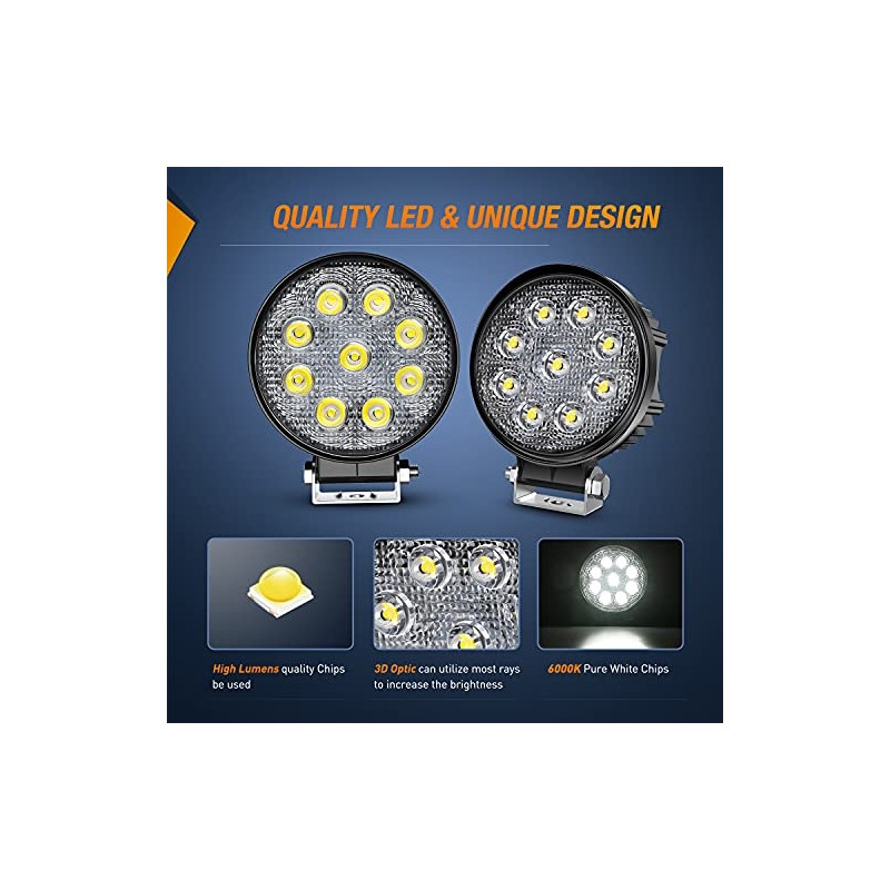 Nilight Juego de 2 Luces Antiniebla Redondas 27 W Impermeables